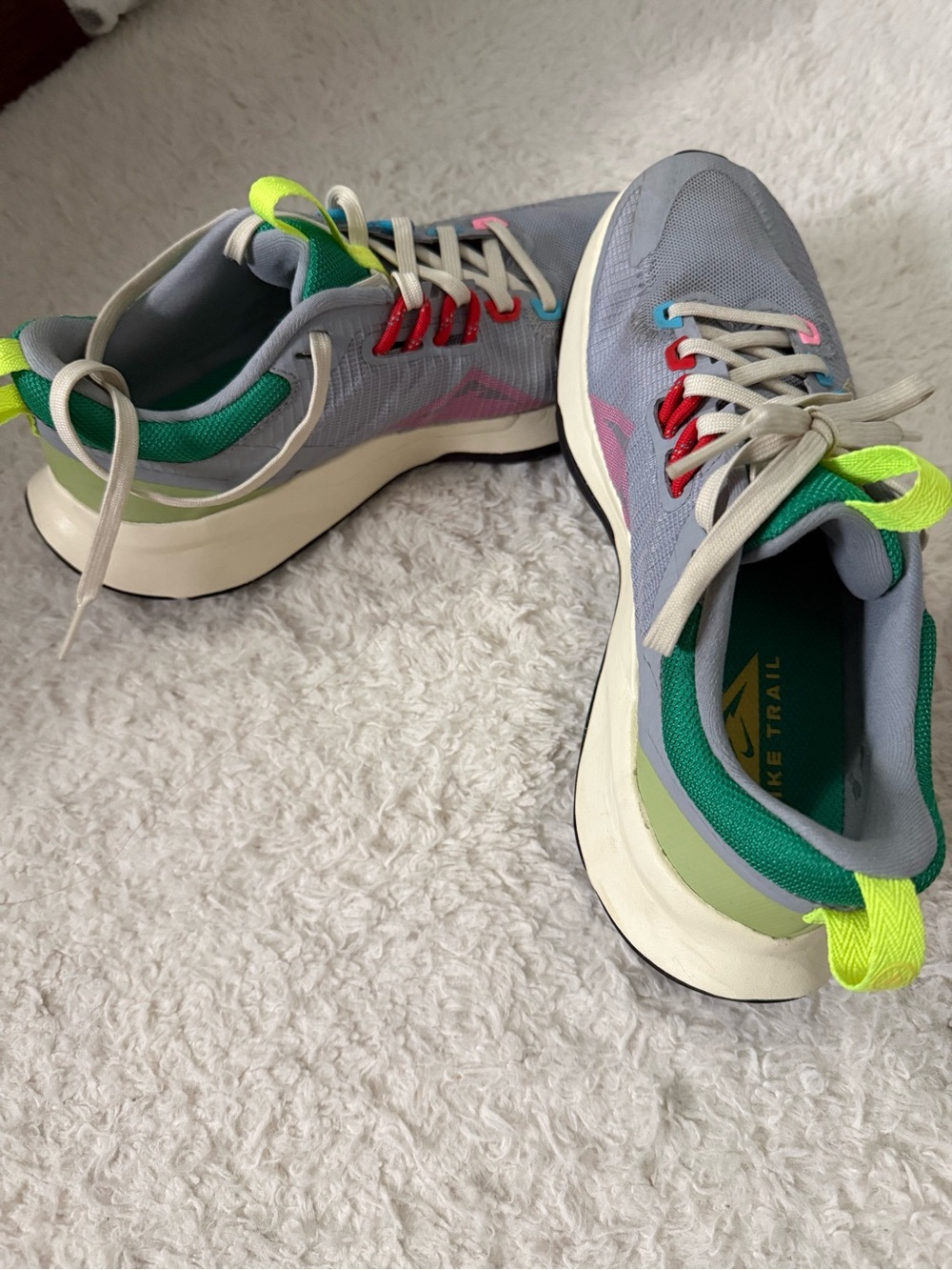 Nike Women’s Gray Sneakers with Green and Neon Yellow Accents